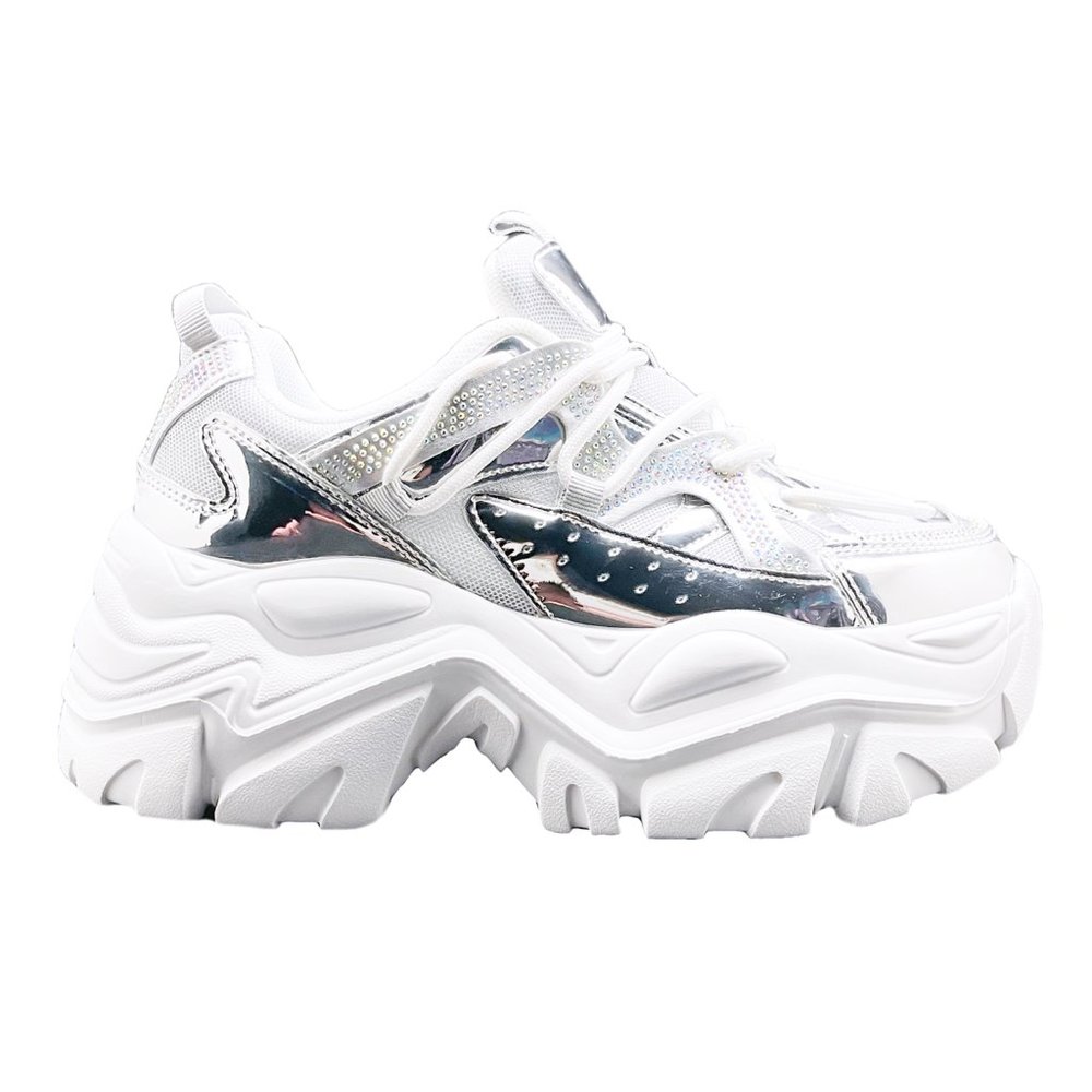 Berness - NIKKI Circuit Ground Silver Platform Sneakers